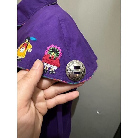 Vintage Arroyo Women’s Purple Embroidered Western Indian Button Up Shirt Size M - Picture 10 of 15